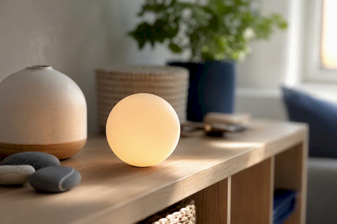 Medium-firm stress ball with tactile objects