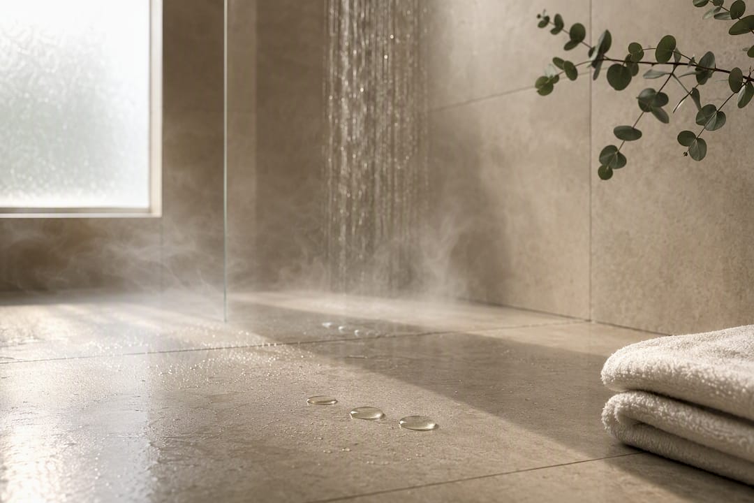 Essential oil drops placed safely in shower