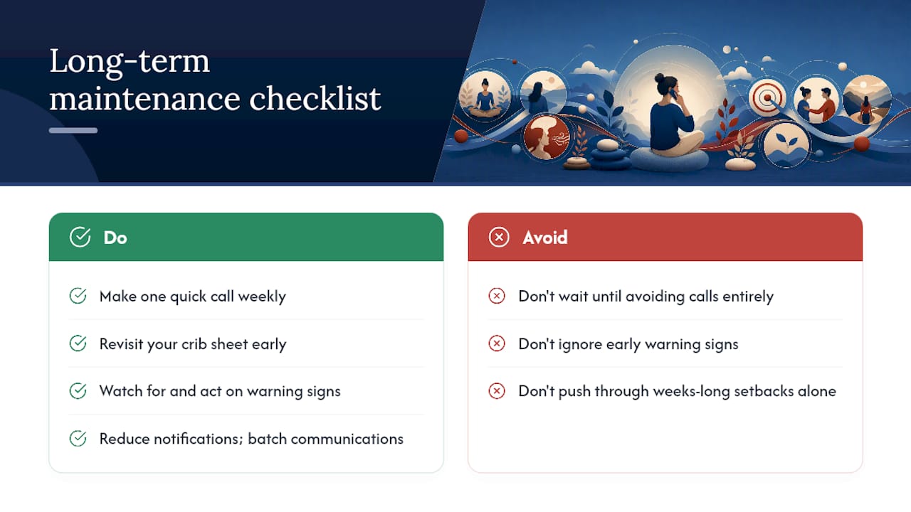 Long-Term Maintenance to Keep Phone Anxiety From Creeping Back — overview diagram