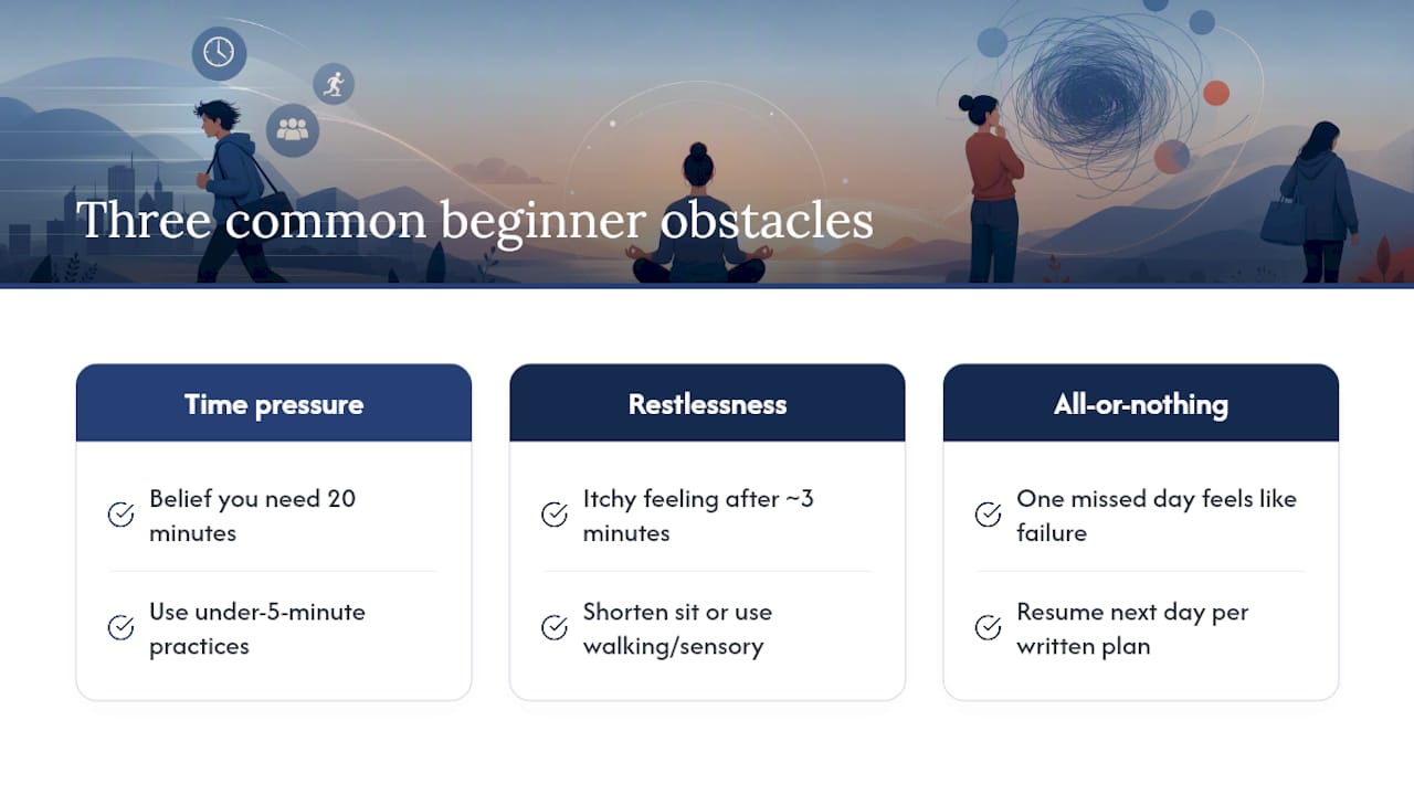 Three mindfulness obstacles and practical responses