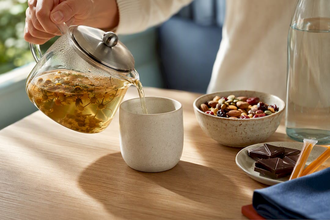 Tea and snacks arranged for wellness gifting
