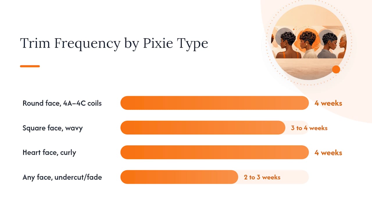 Pixie cut suitability and maintenance infographic