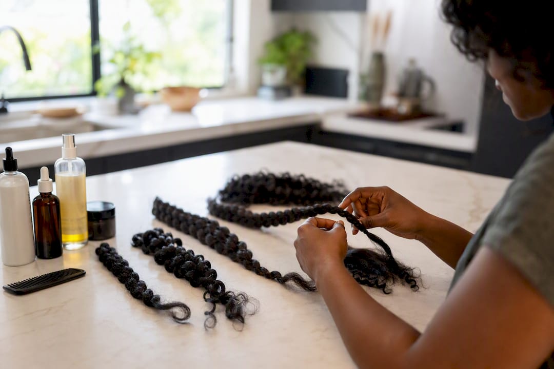 Various Black hair textures and styles displayed