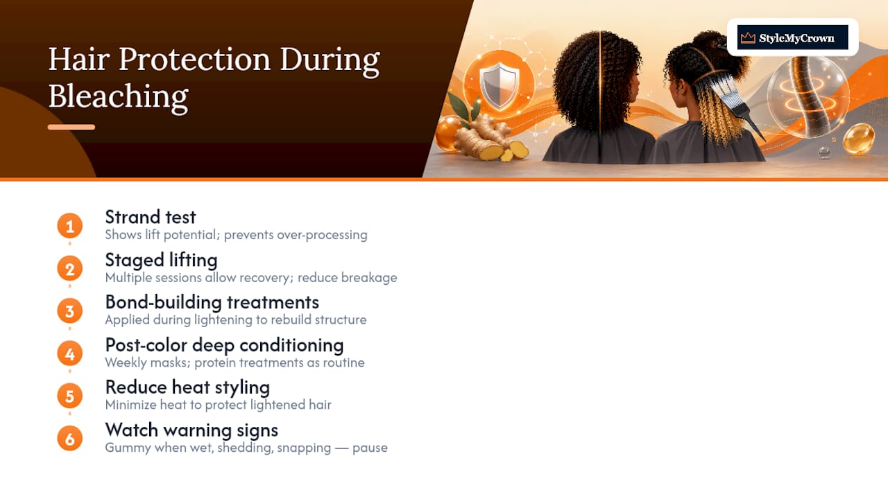 Hair protection steps during ginger bleaching