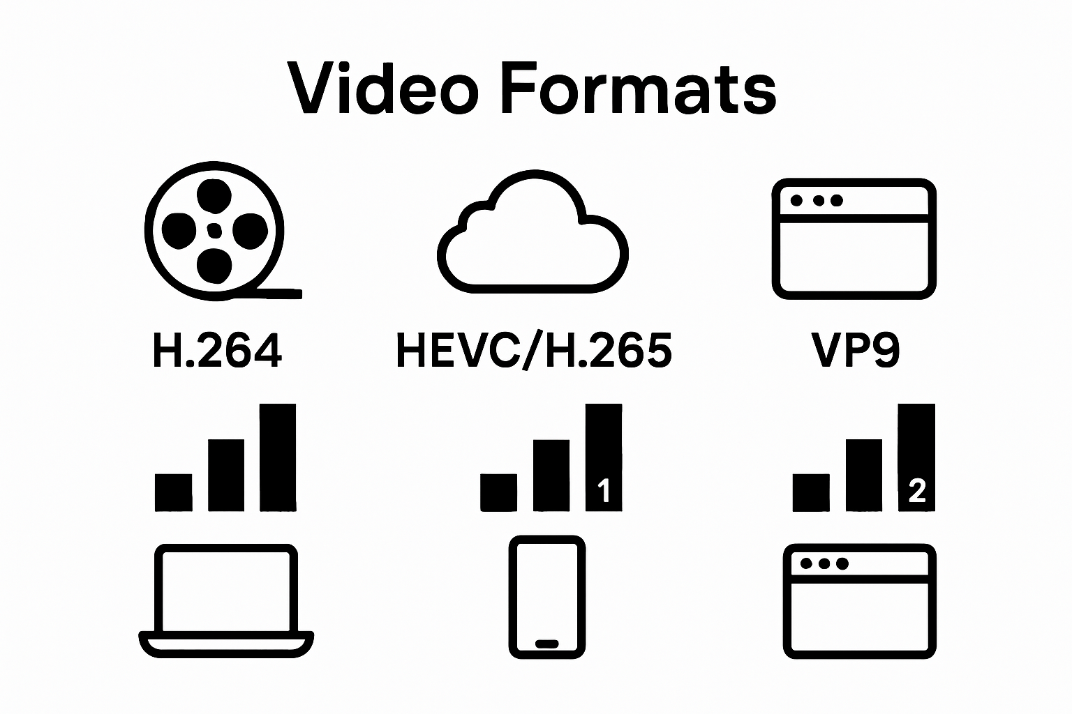 Infographic shows video format comparison for file size and compatibility