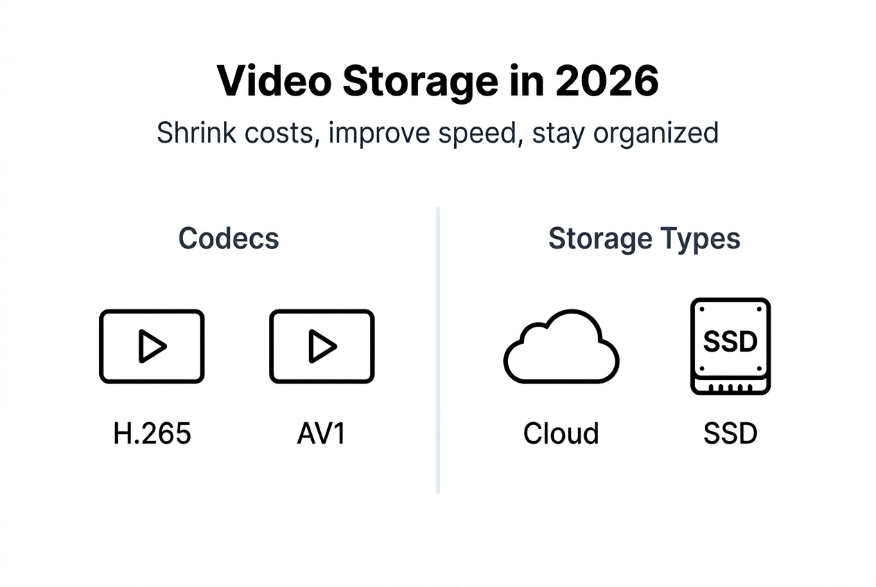 Infographic showing codecs and storage types