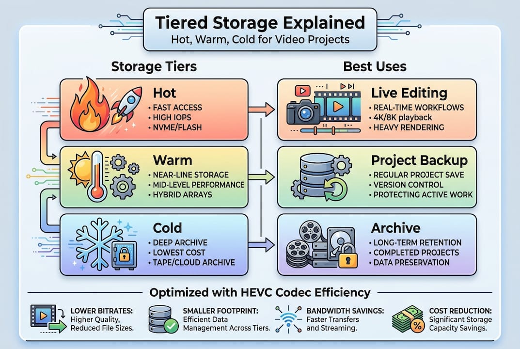 Infographic explains hot, warm, cold storage tiers