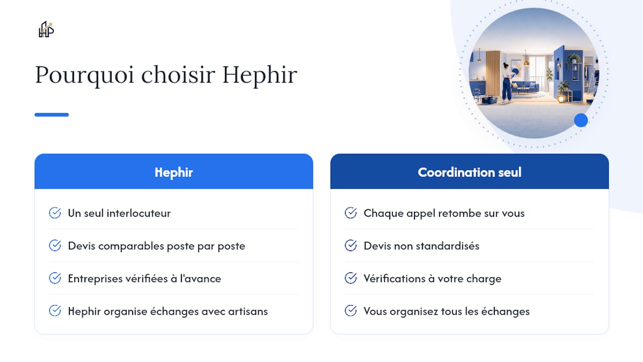 Confier votre rénovation studio à Hephir pour gagner du temps — overview diagram