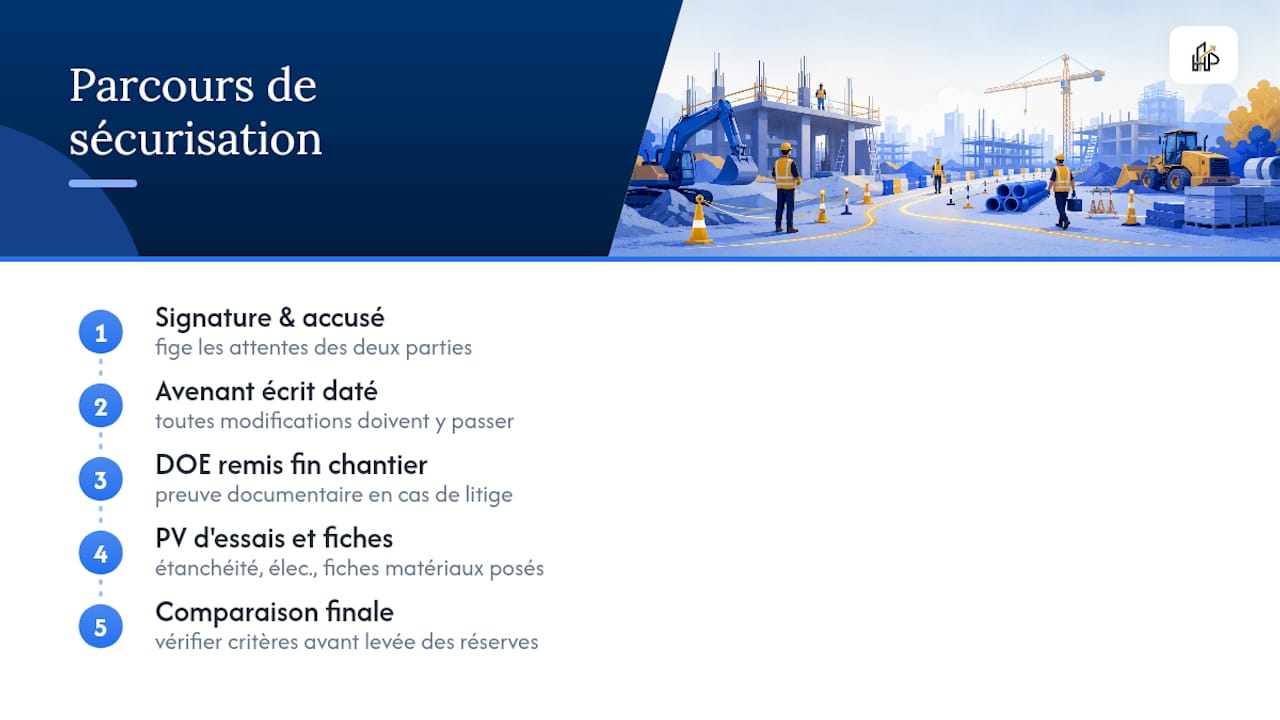 Processus de validation et justificatifs du chantier