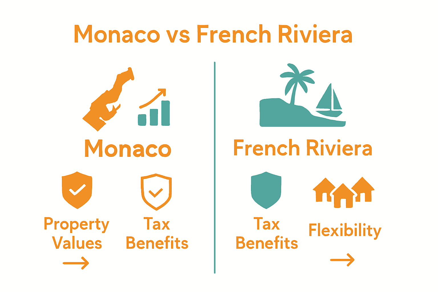 Infographic comparing Monaco and French Riviera real estate market differences