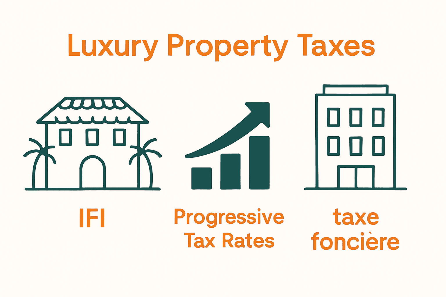 Comparison of French luxury real estate taxes IFI and taxe foncière