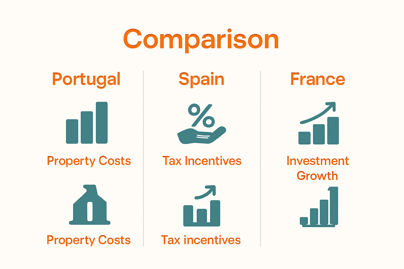 Comparison of Portuguese, Spanish, and French real estate investment advantages