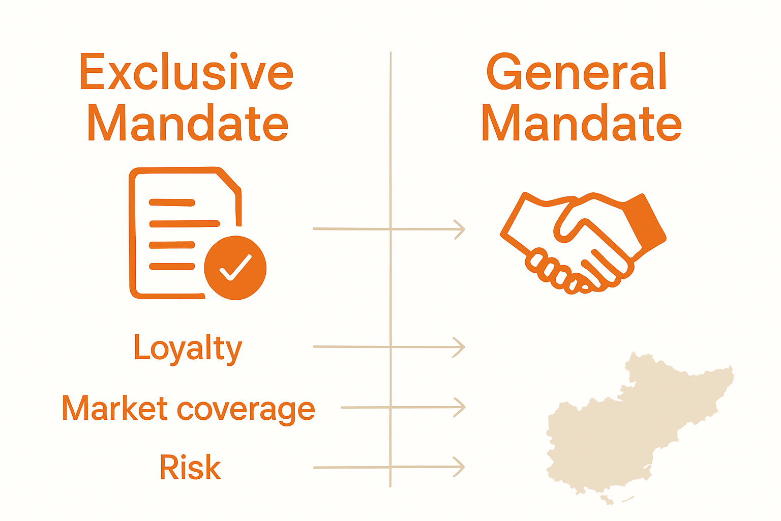 Infographic comparing exclusive and general buyer agent mandates
