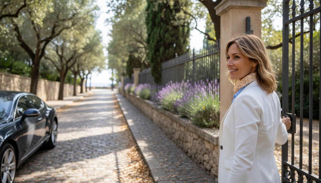 Agent entering exclusive French Riviera street