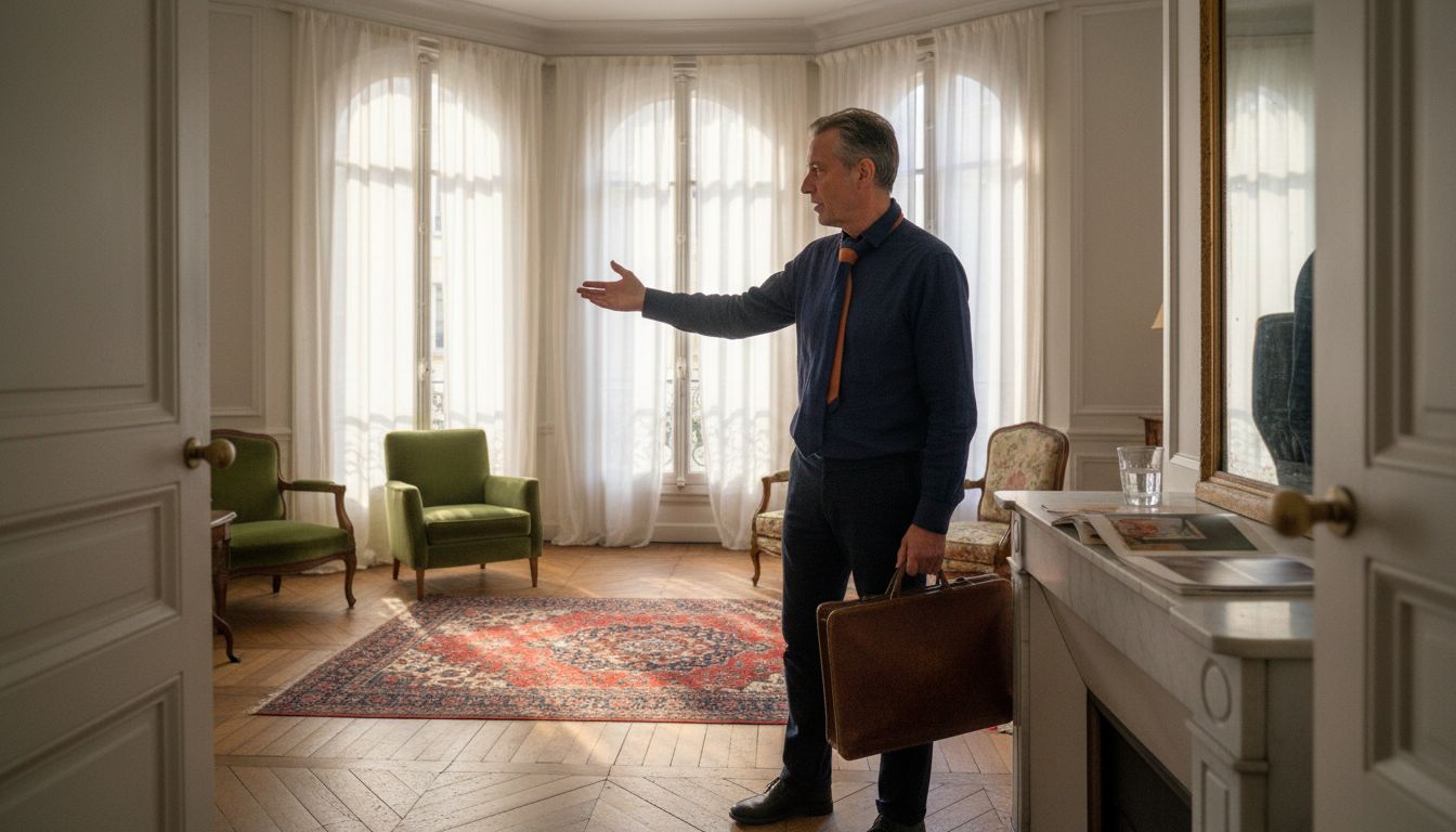Agent showing Paris apartment interior