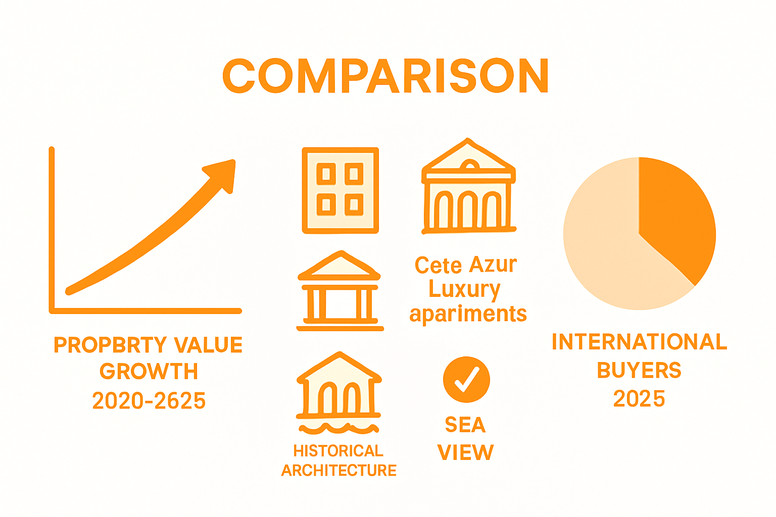 Infographic comparing property trends and features on Côte d'Azur