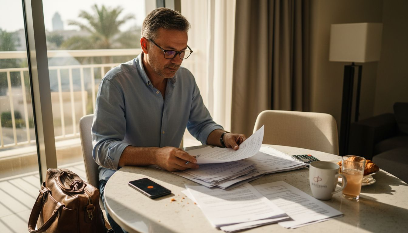 Buyer reviewing Dubai real estate paperwork