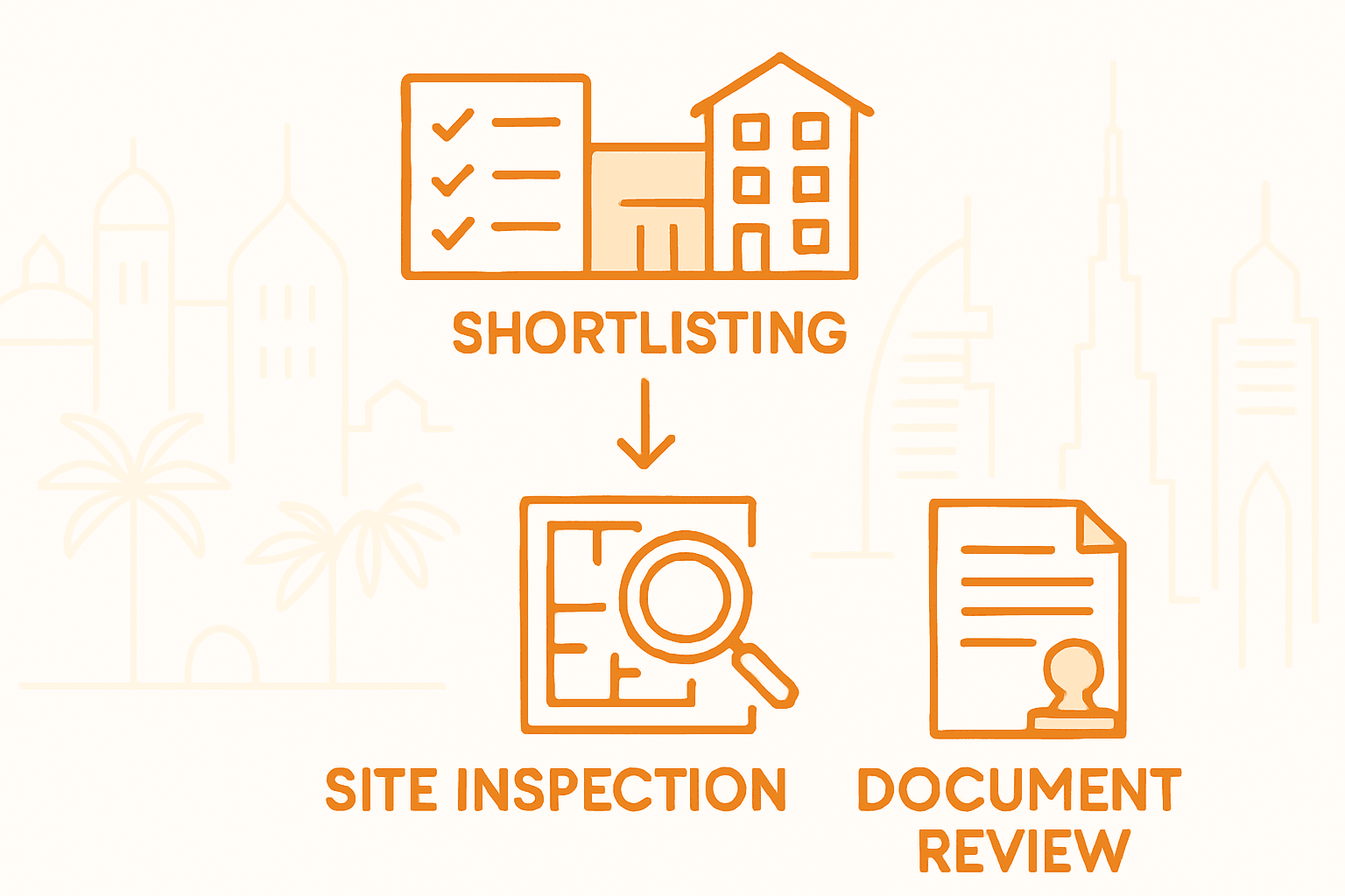 Infographic showing Dubai inspection steps