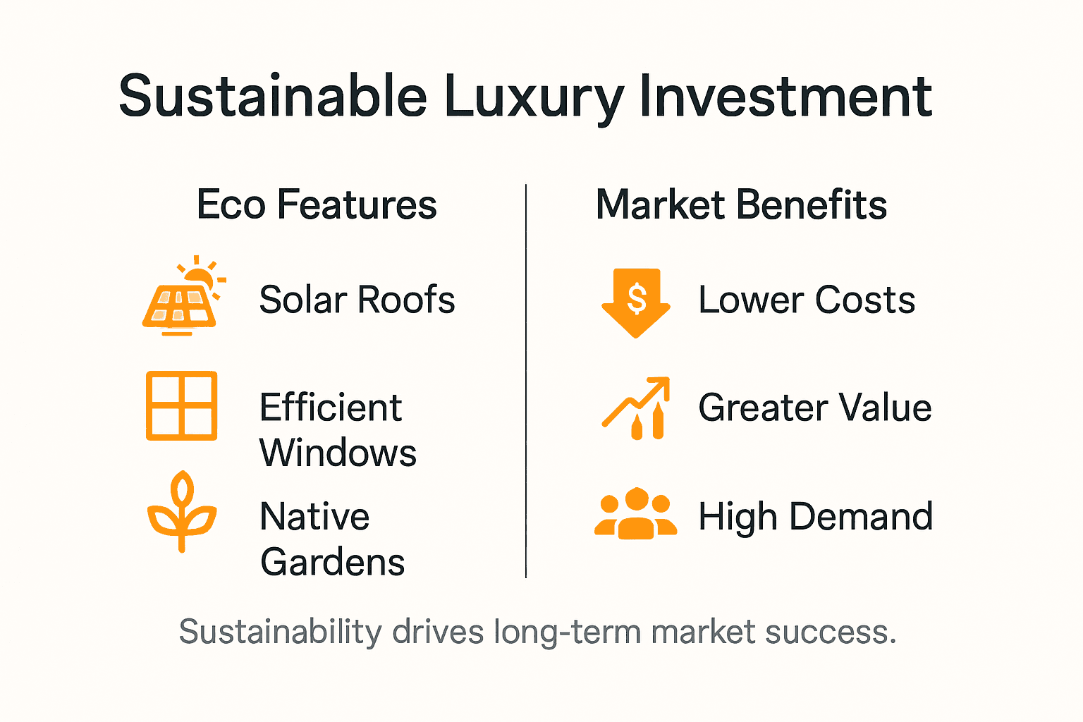 Infographic showing sustainable property features and benefits
