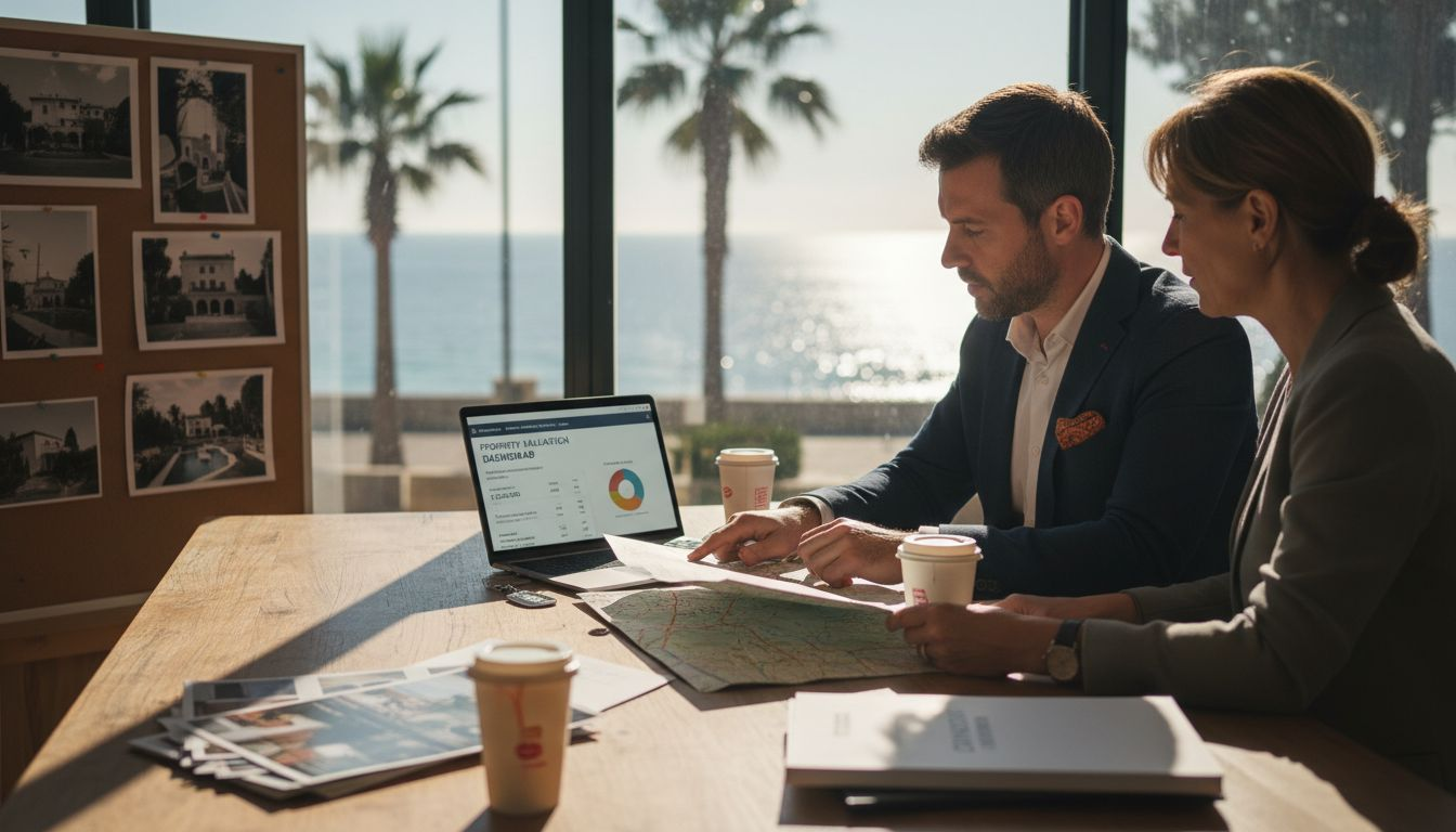 Agent shows luxury Saint Jean Cap Ferrat map