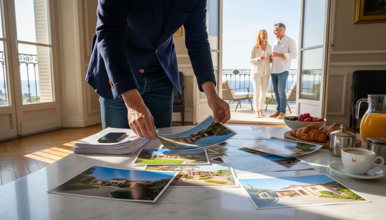Agent displaying various French Riviera property types