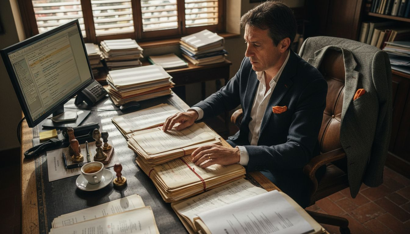 Juridisch expert die eigendomsdocumenten beoordeelt