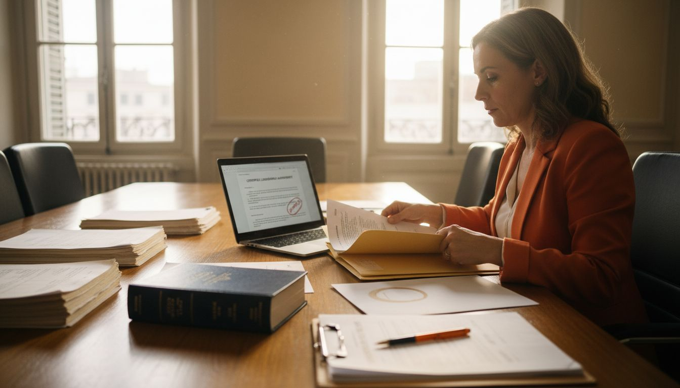 Legal consultant reviewing property valuation documents