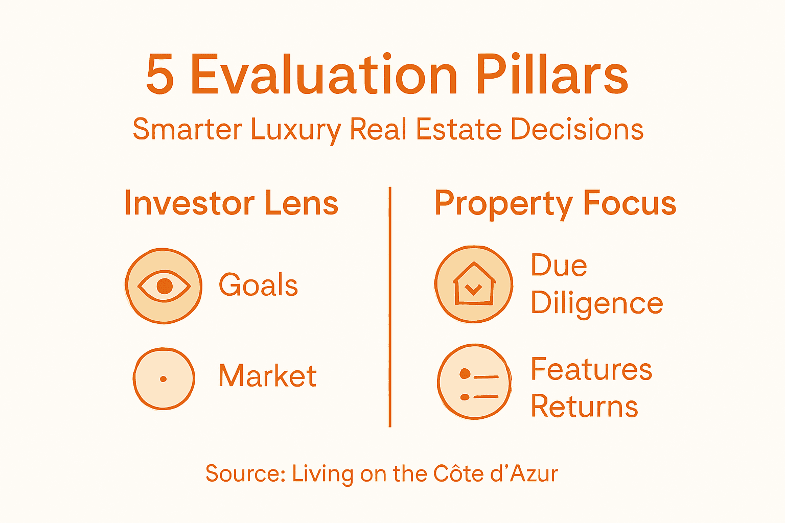 Infographic on five luxury investment evaluation pillars