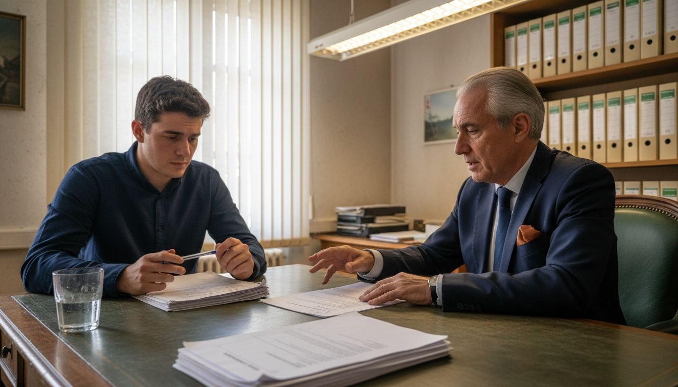 Notary and client discuss inheritance contract