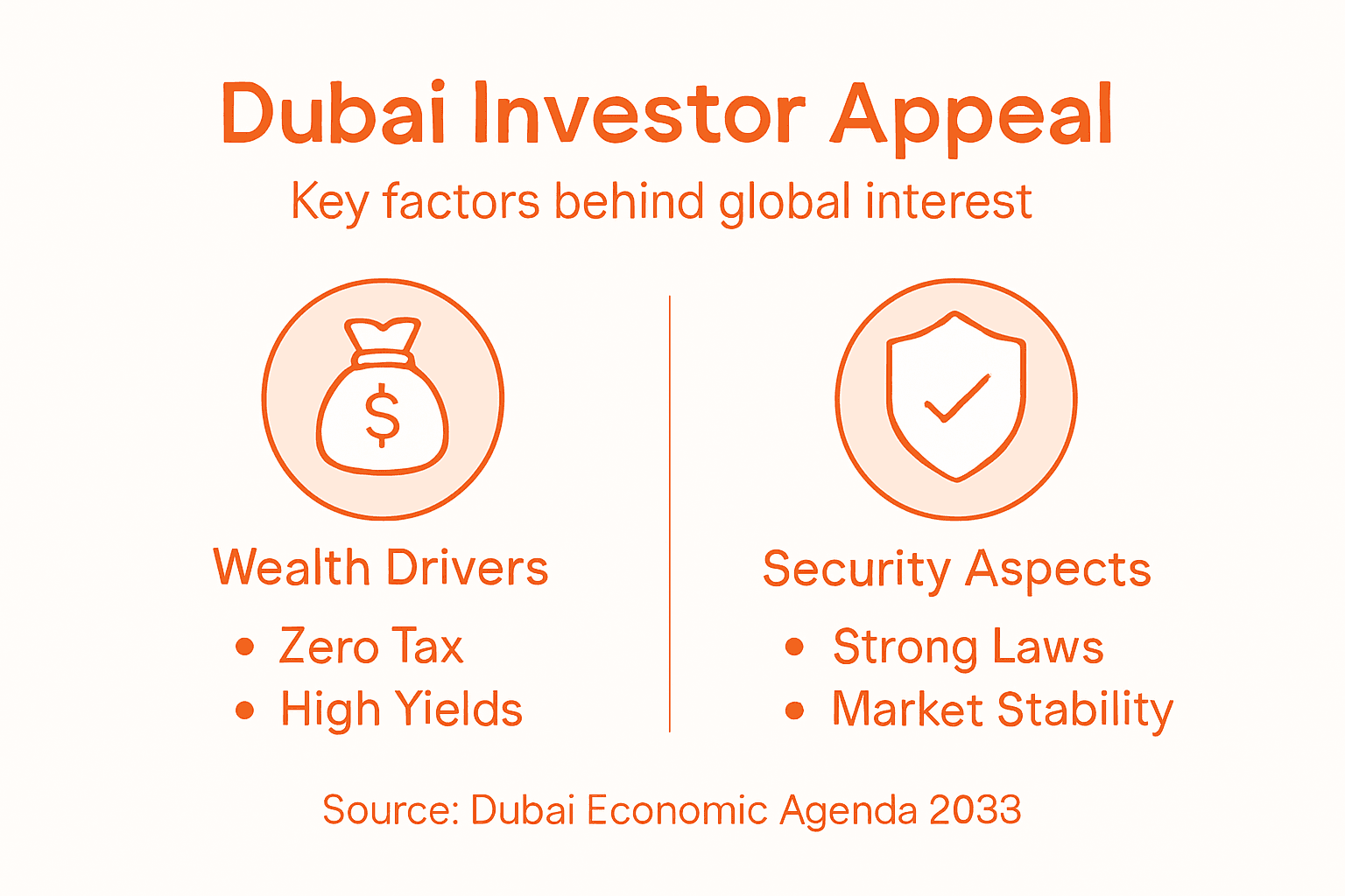 Infographic summarizing Dubai's investor appeal