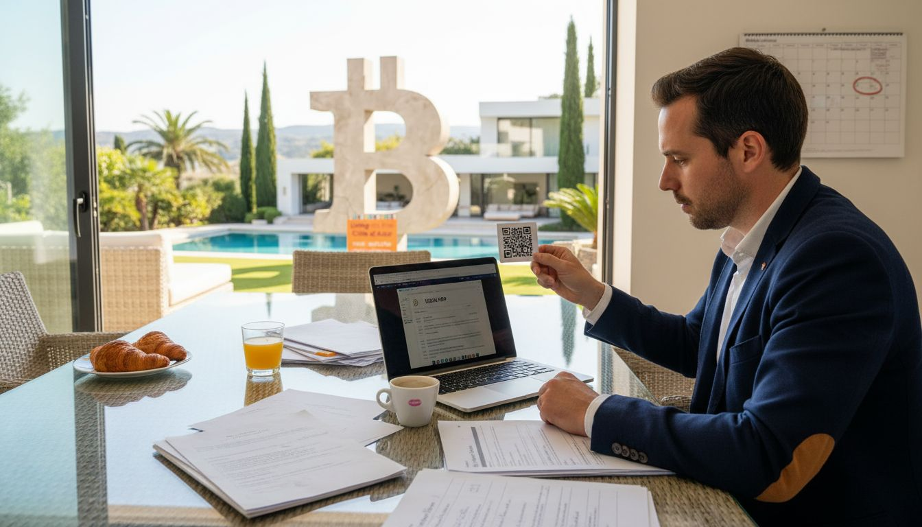 Advisor reviewing Bitcoin real estate paperwork