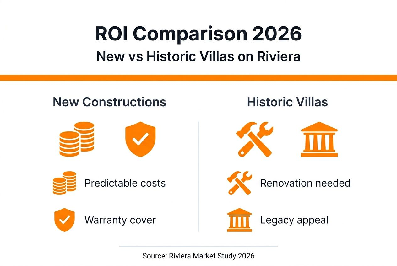Infographic comparing new and historic villa ROI