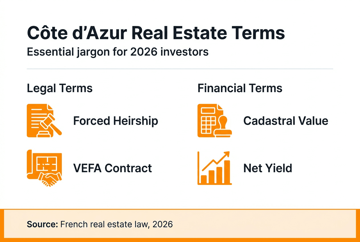 Infographic of key Côte d'Azur real estate terms