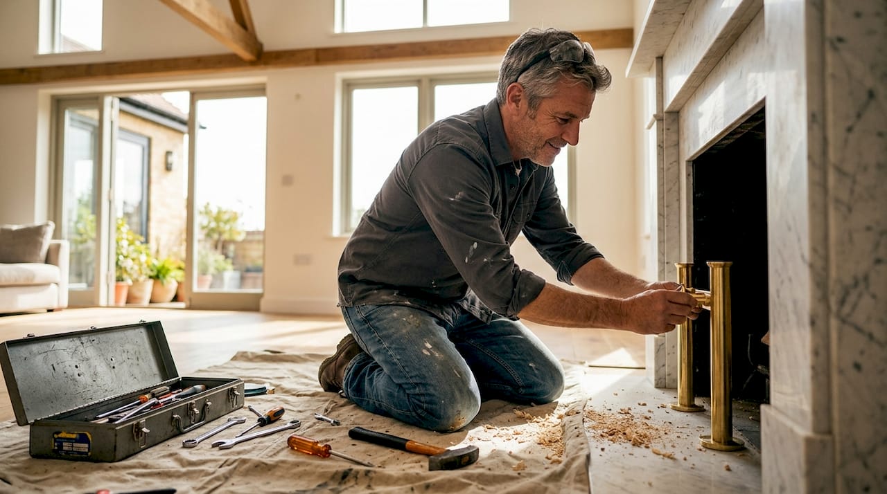 Craftsman fitting bespoke fixture in luxury home