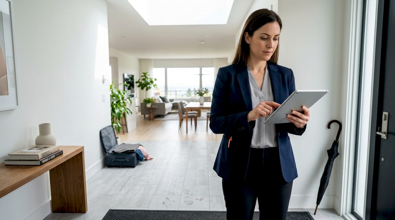 Manager inspects luxury condo for owners