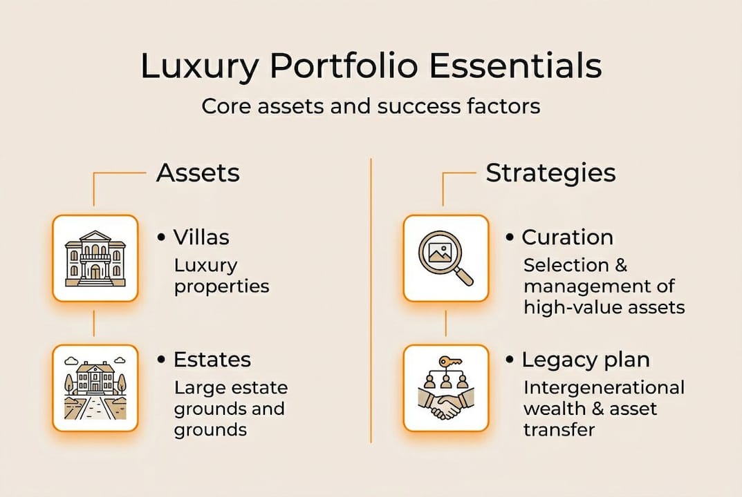 Infographic of luxury portfolio assets and strategies
