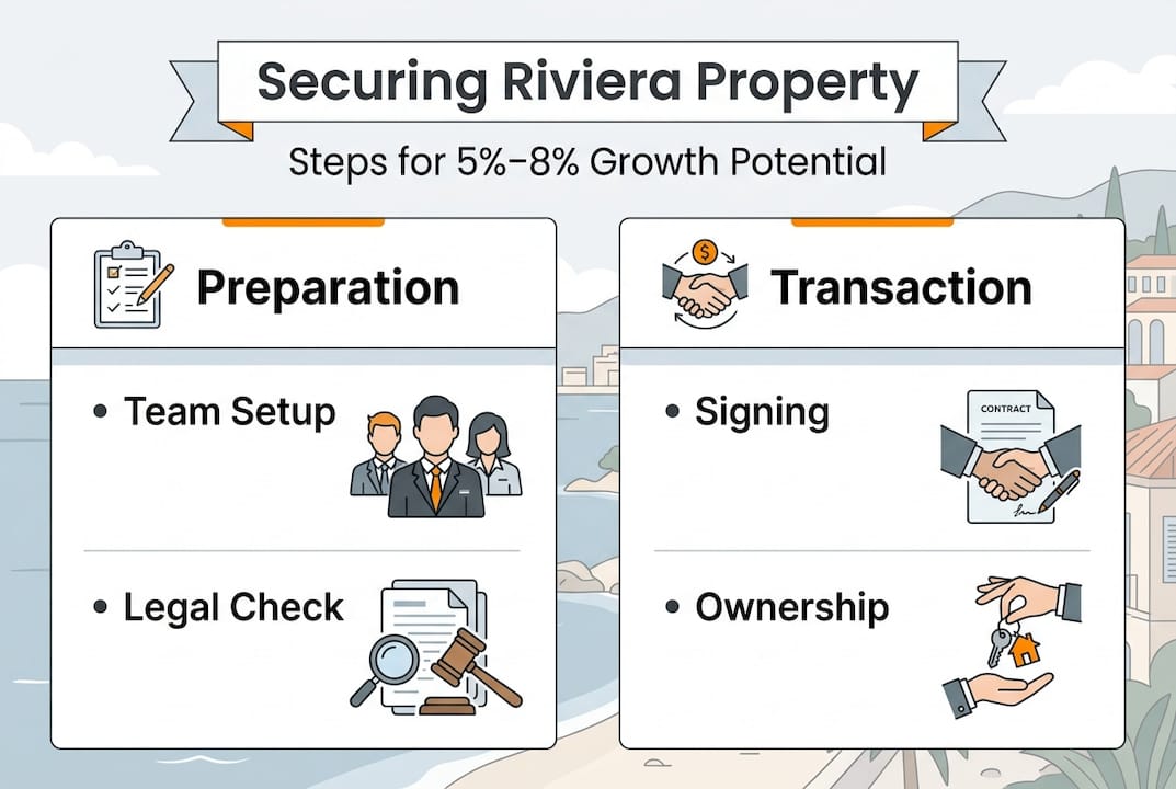 Infographic showing Riviera property process steps