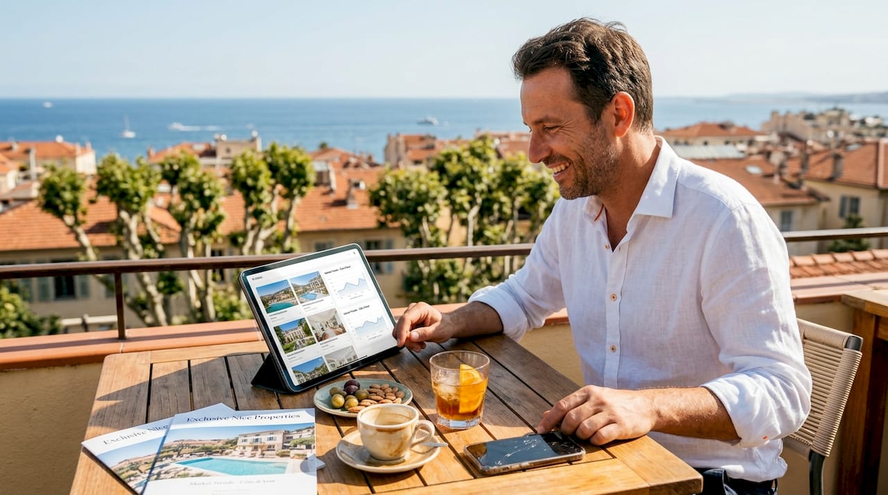 Agent checking tax rates for Nice property