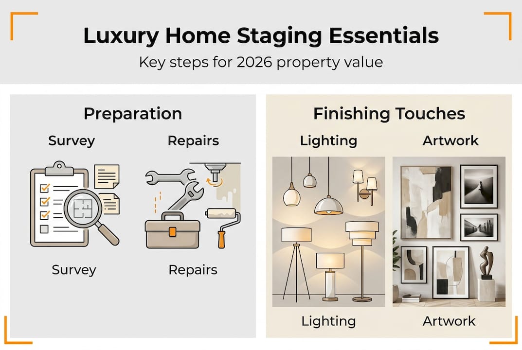 Infographic showing luxury home staging steps