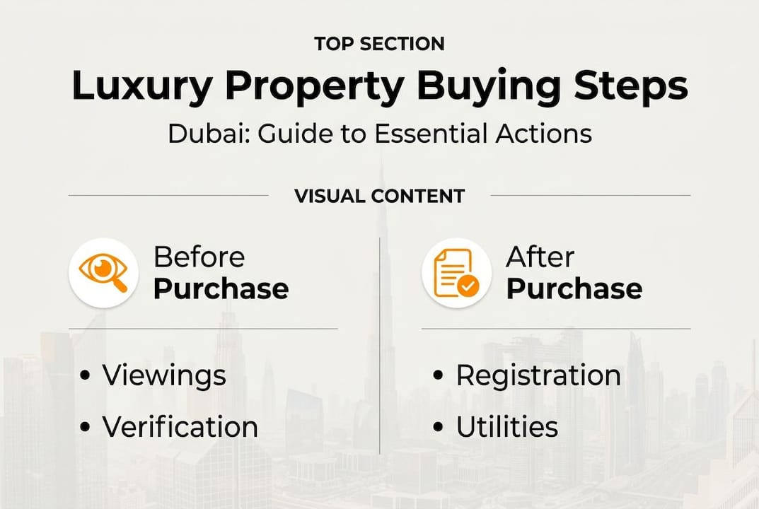 Infographic showing steps for Dubai property buying