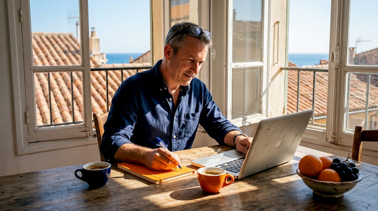 Man analyzing real estate market data