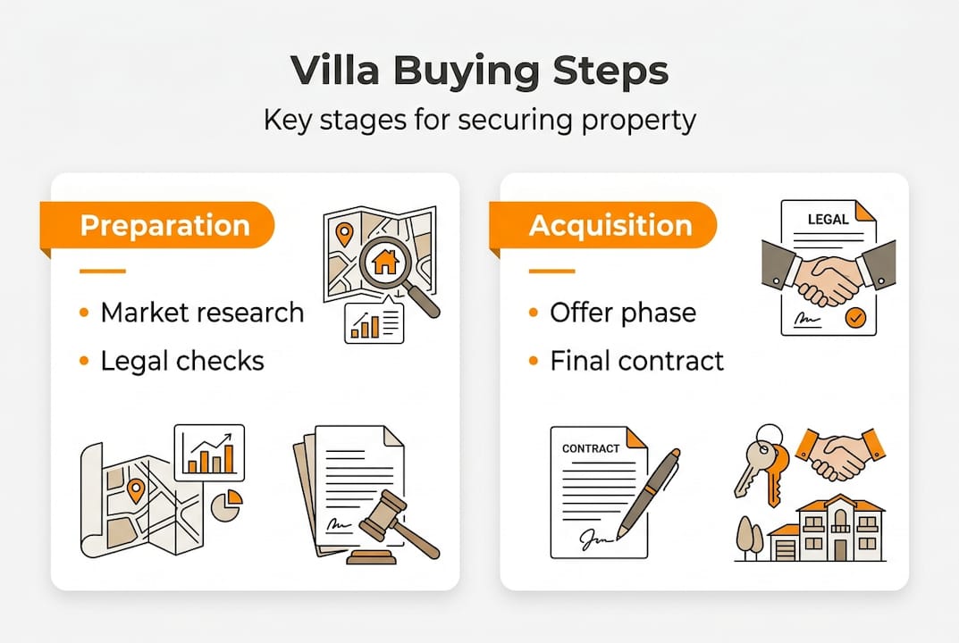 Infographic showing luxury villa buying process overview
