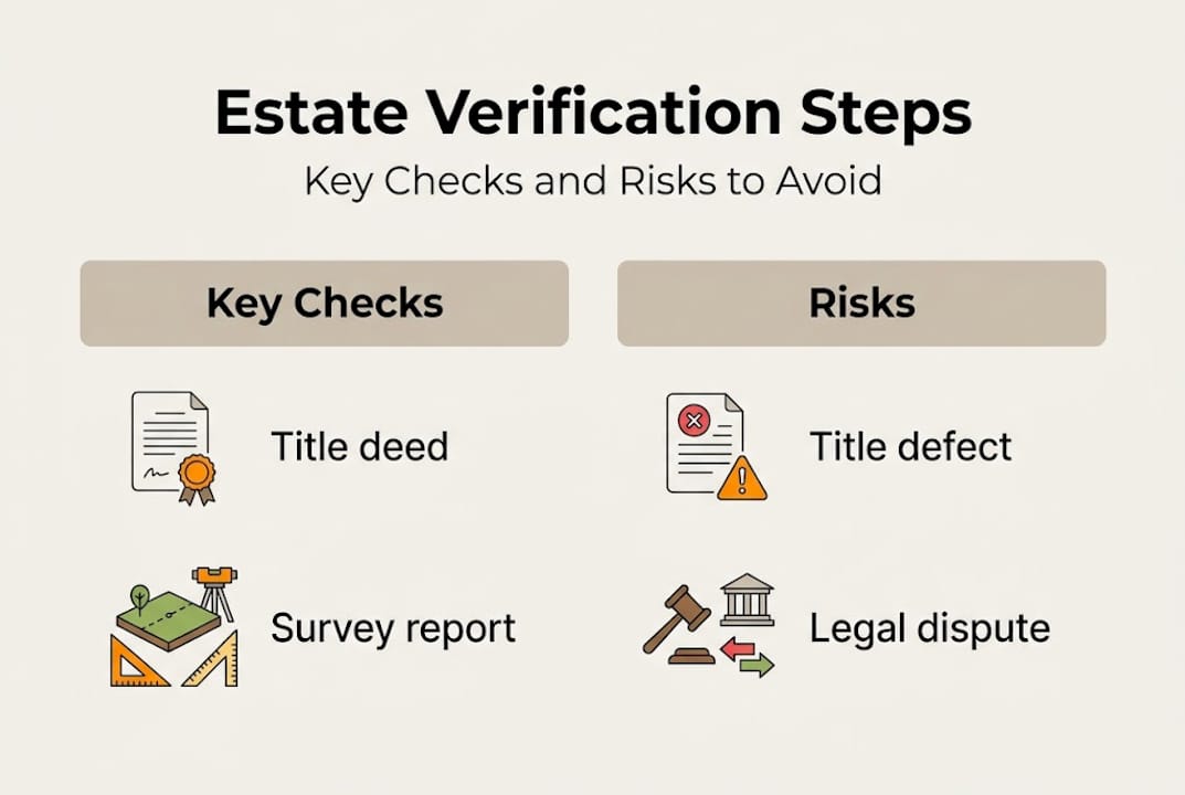 Infographic summarizing luxury estate verification steps