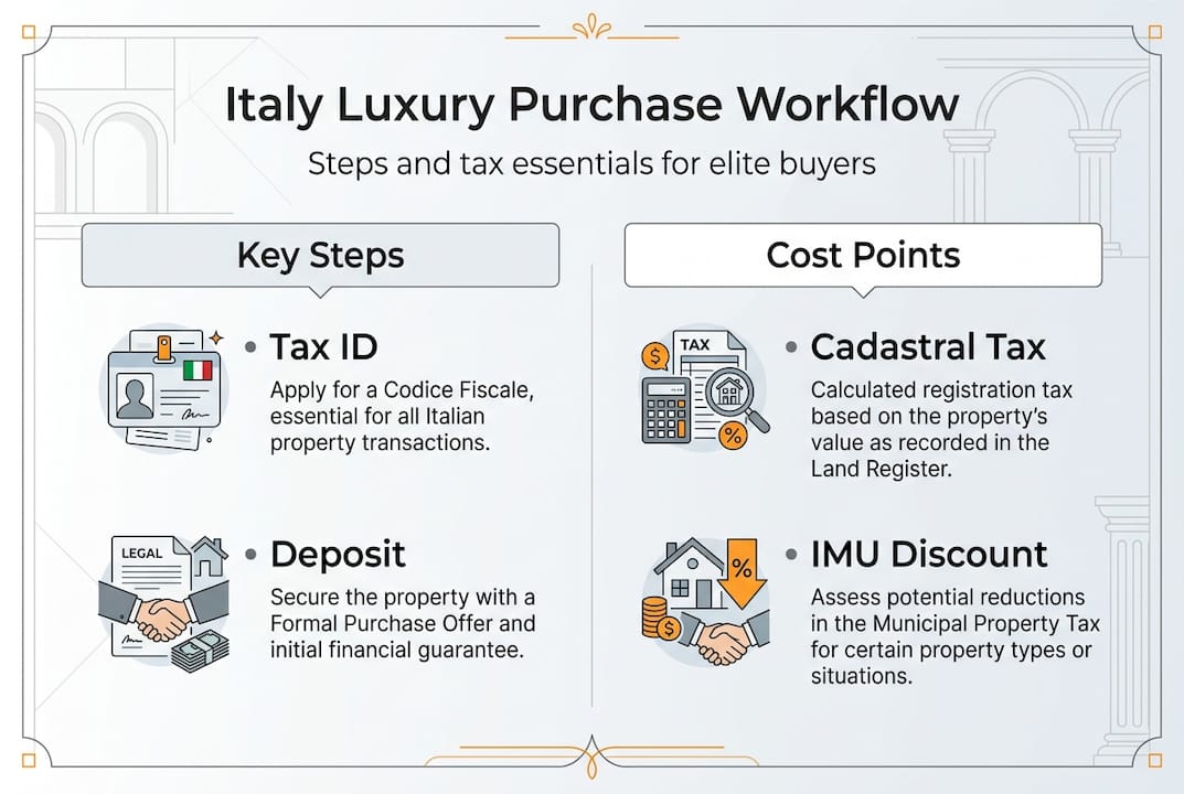 Infographic outlining Italian luxury property buying steps