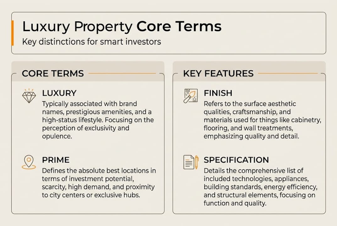 Infographic of core luxury property terms and features
