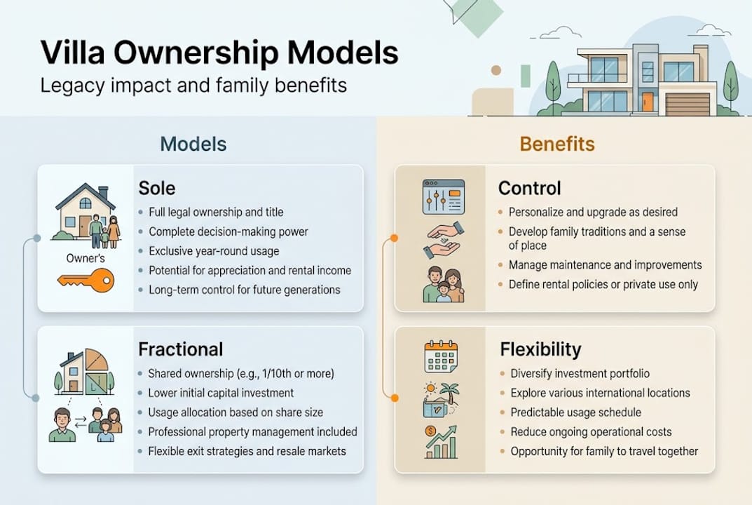 Infographic comparing villa ownership models and benefits