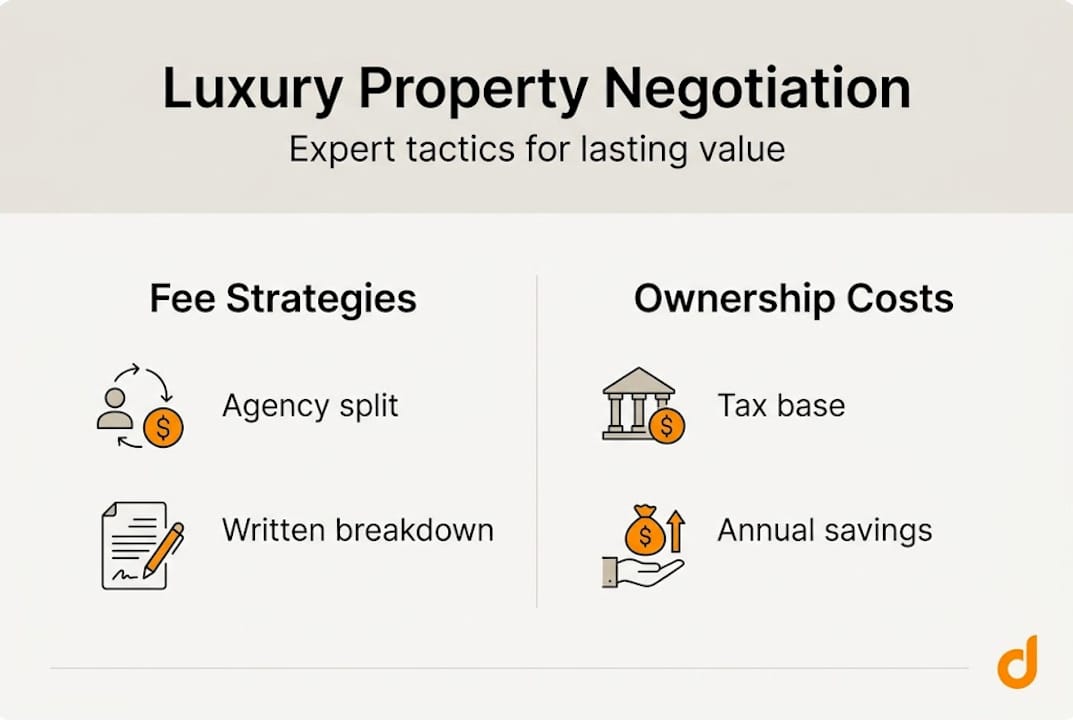 Infographic showing luxury property negotiation tips