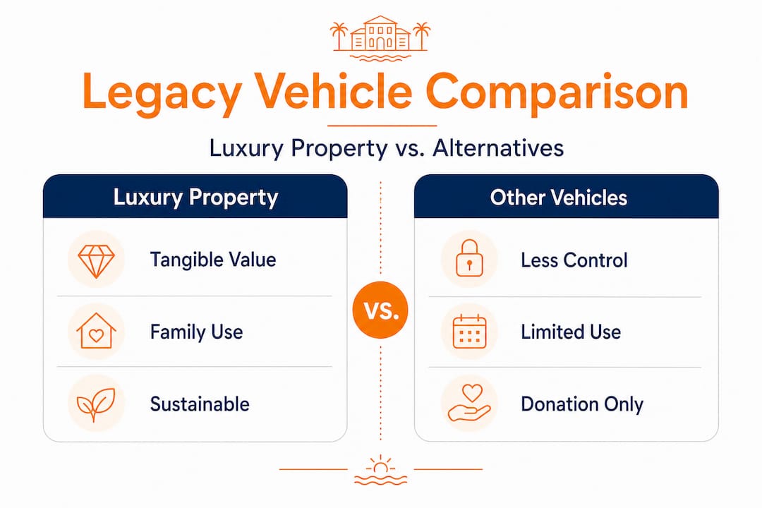 Infographic comparing legacy investment types