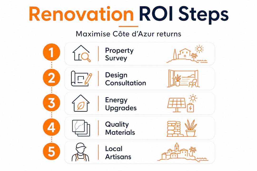 Infographic showing key renovation ROI steps
