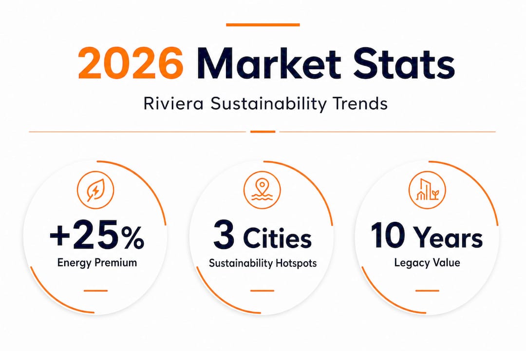 Infografik mit Statistiken zum Riviera-Markt und Highlights zur Nachhaltigkeit